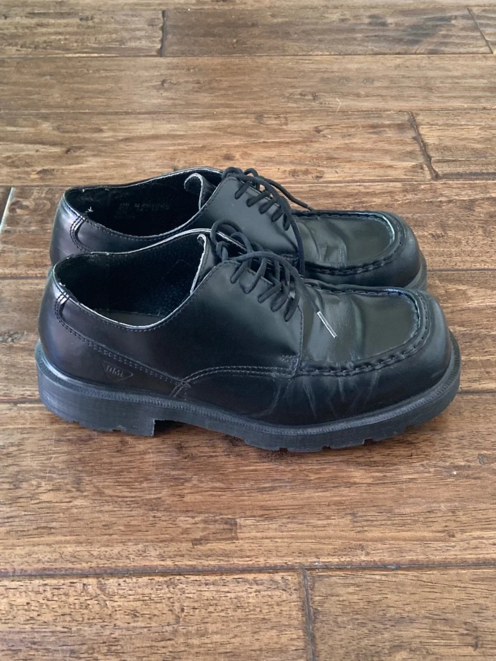 Vtg 90s Dr. Martens Black Leather Oxford Lace Up Loafers 8747 Lug Sole Sz 8